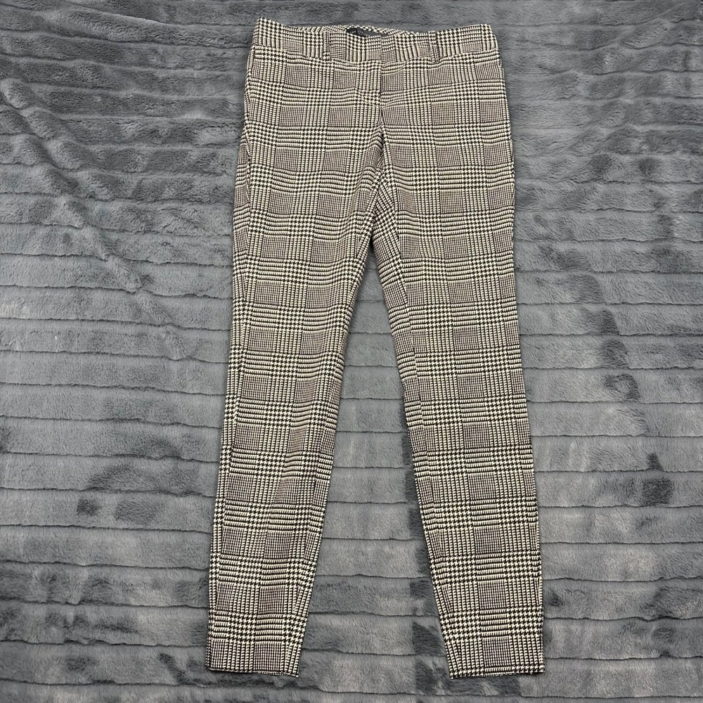 The Limited Ideal Stretch Glen Plaid Trousers Black White Slim Fit Pants Size 0